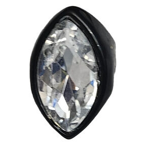 Vtg 1960s Black Lucite Chunky Rhinestone Ring  Size 7